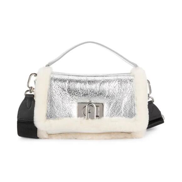 FURLA Women's Faux Fur & Metallic Leather Top Handle Bag - NWT - Picture 1 of 4